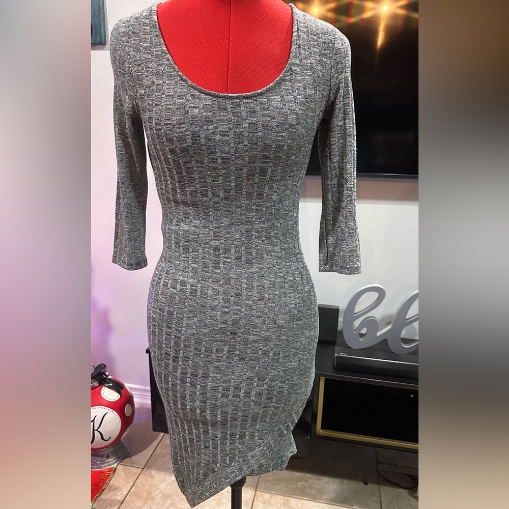 Feathers Gray Long Sleeve Dress